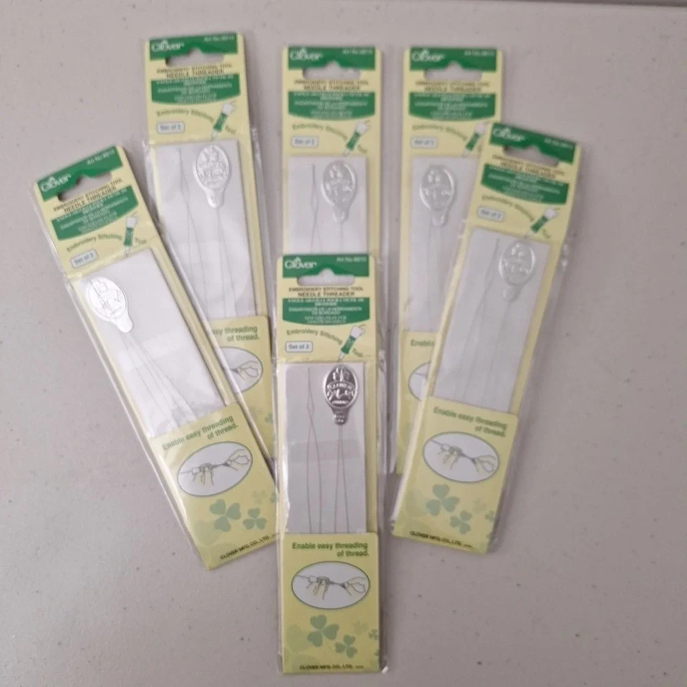 Clover Embroidery Stitching Tool Needle Threaders 2 Per Pack, Set of 6, JAPAN
